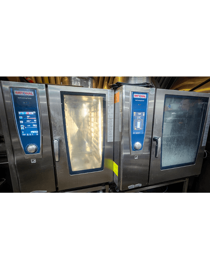2 commercial ovens by rational stand side by side one 