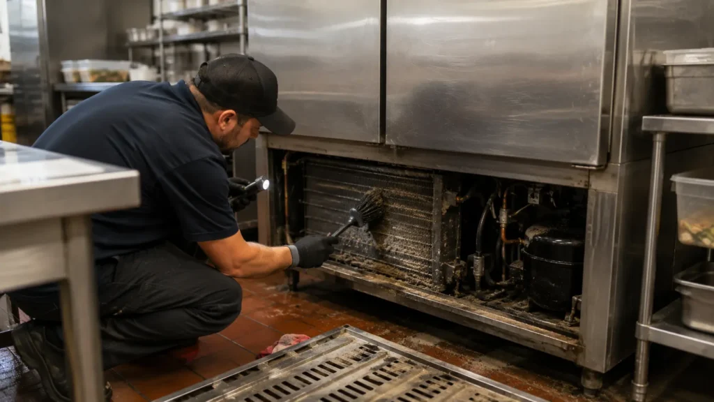 Start with the condenser coils